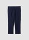Blue stretch cotton twill chino trousers, regular tapered fit_0