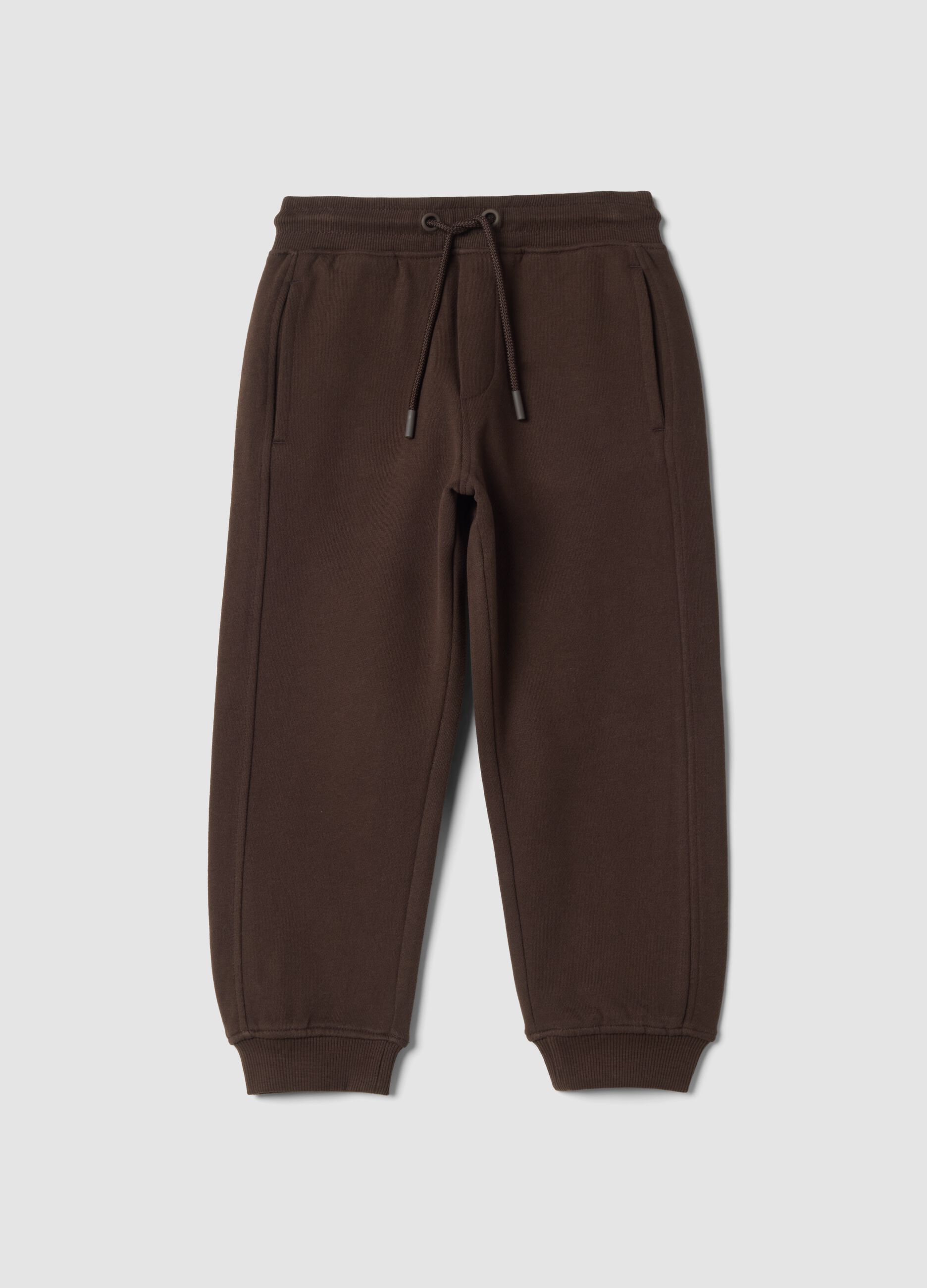 Pantaloni jogger marroni in puro cotone organico relaxed fit