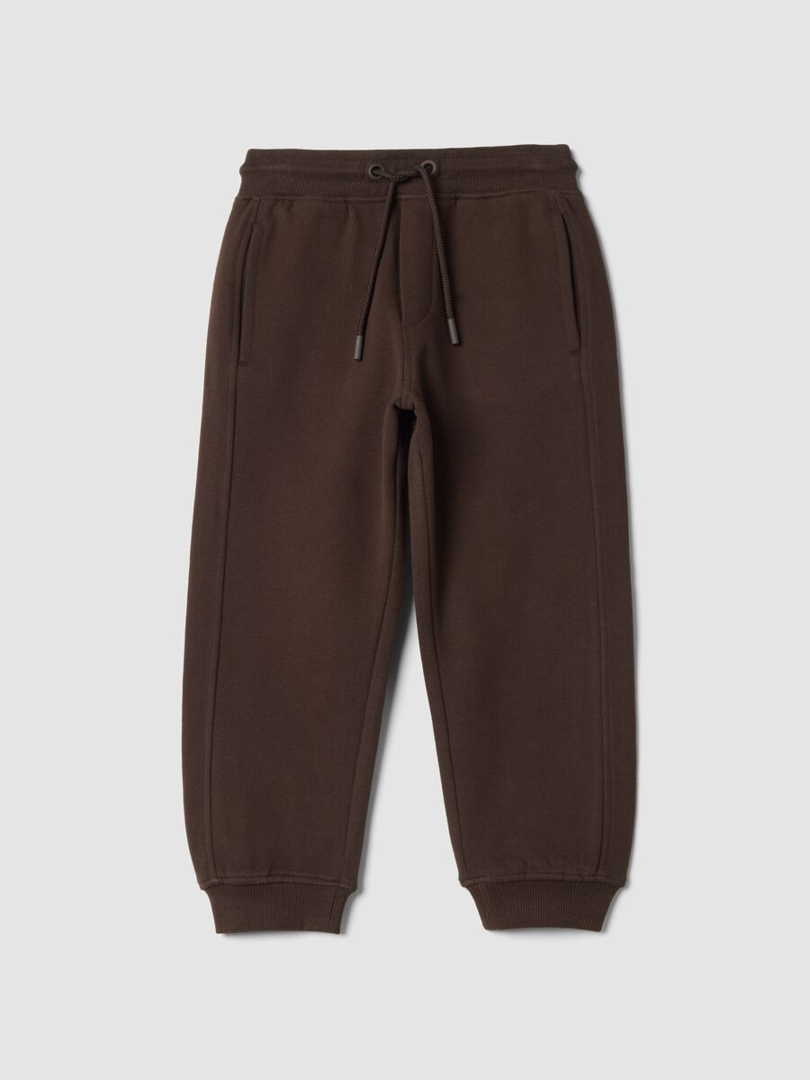 Brown organic cotton relaxed-fit jogger trousers_0