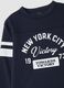 T-shirt blu in puro cotone con stampa college regular fit_2