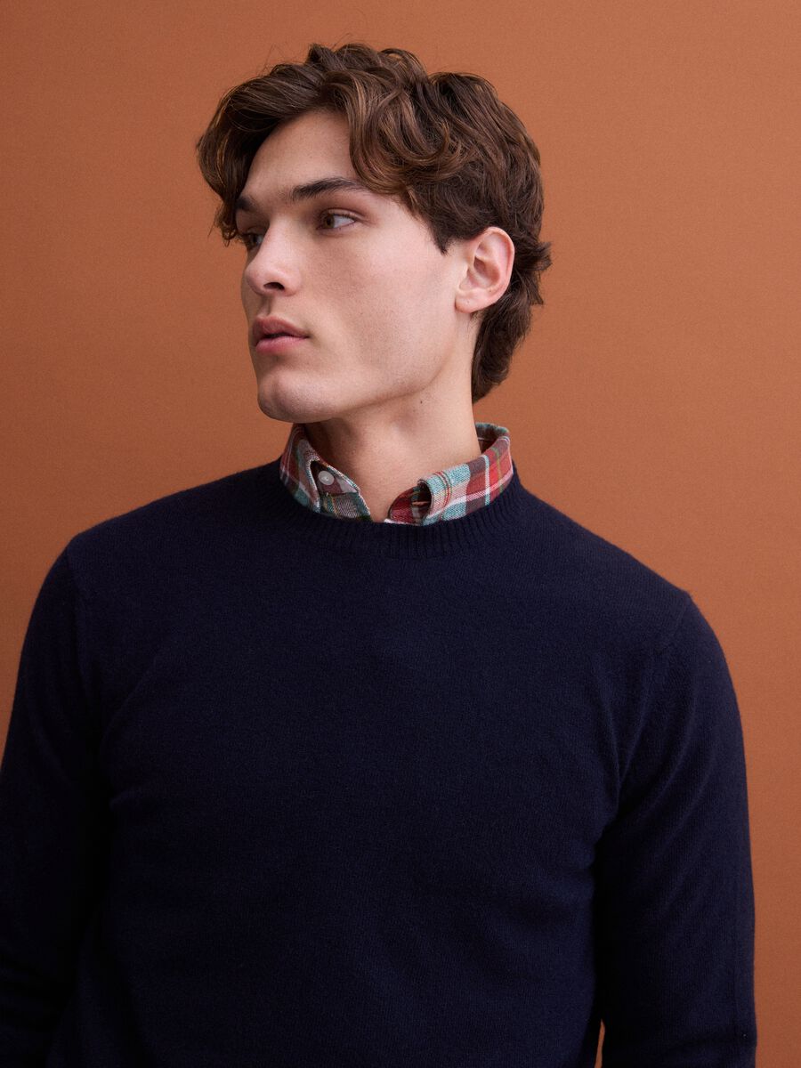 Blue pure wool crew-neck jumper, regular fit_1