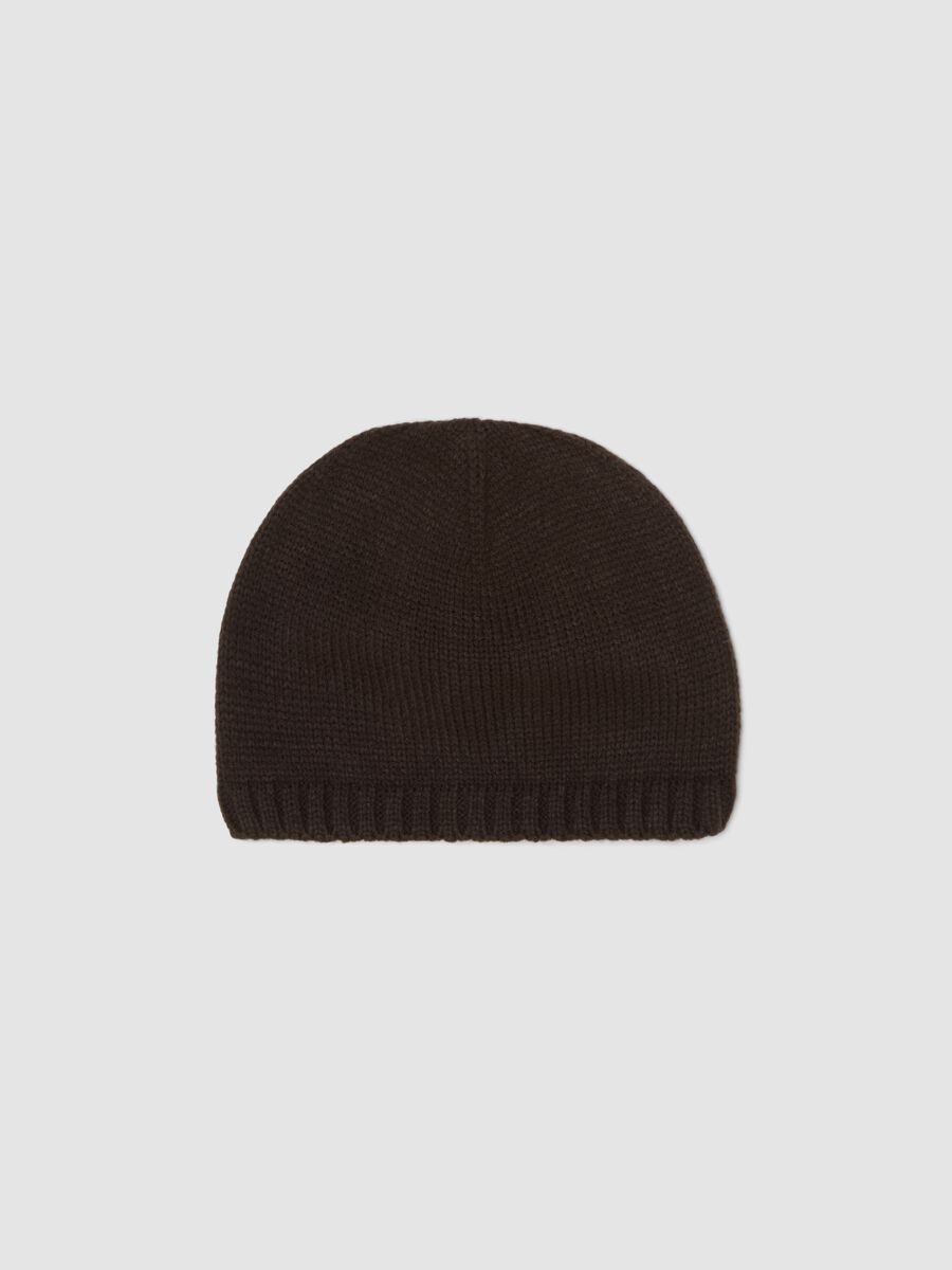 Brown ribbed beanie_0