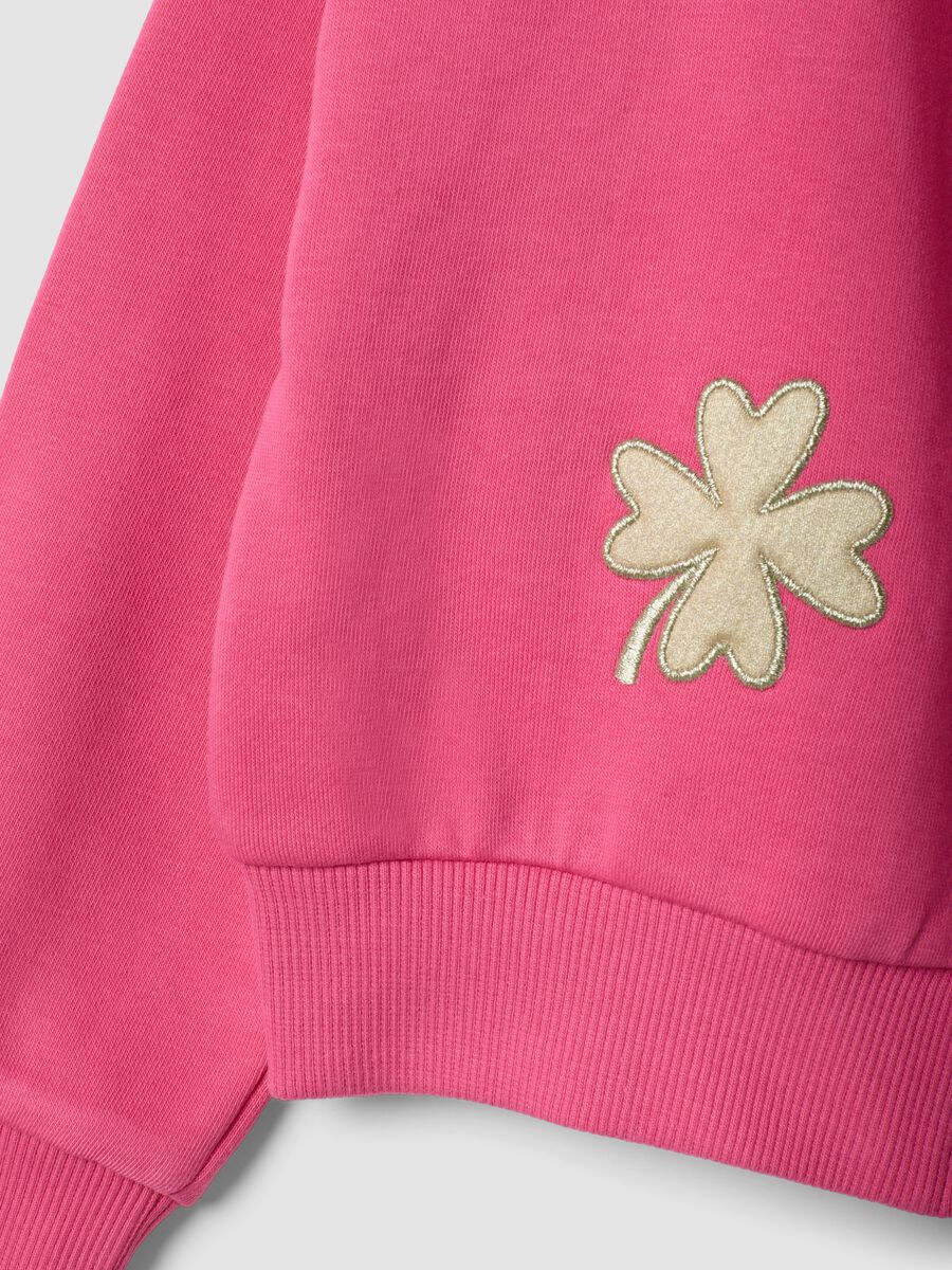 Pink cotton-blend hoodie with crew neck_3