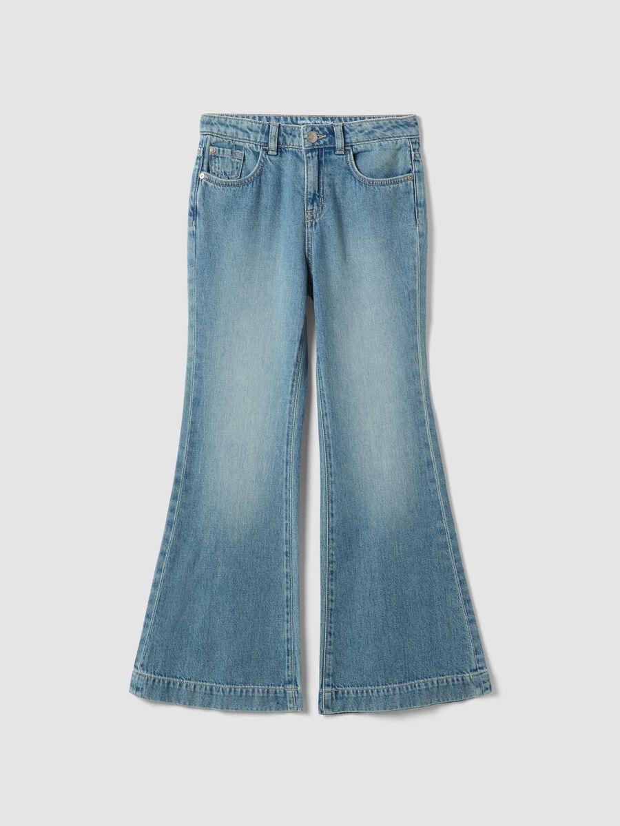 Light blue pure cotton flare jeans_0