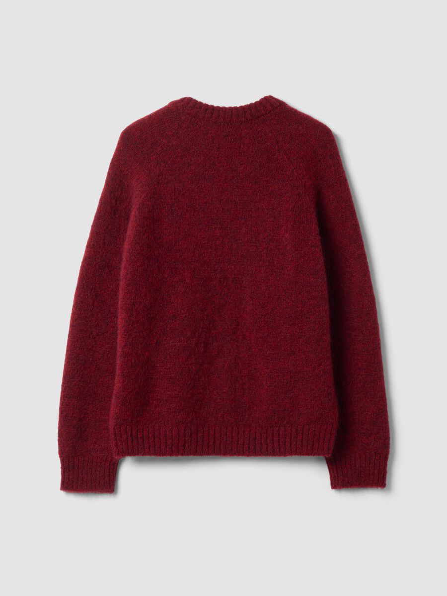 Red oversized V-neck jumper in stretchy mohair and merino wool_2