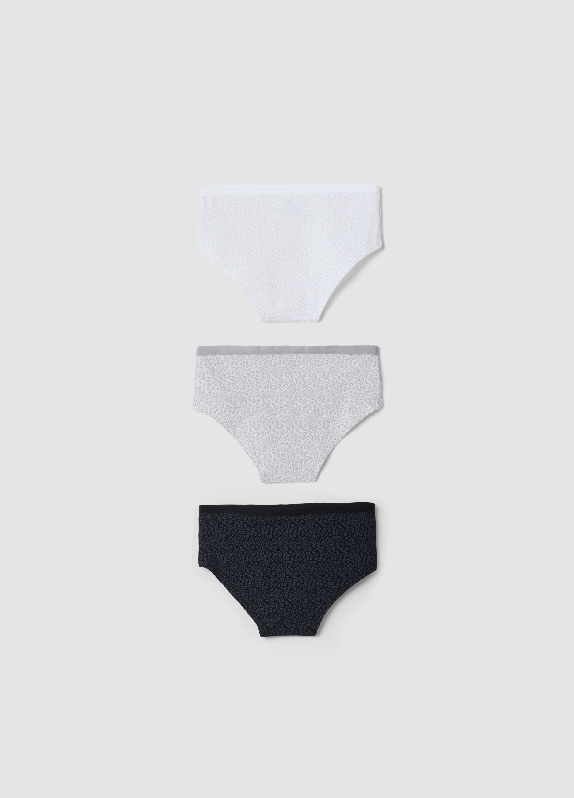 Three-pack of grey and black stretch organic cotton briefs