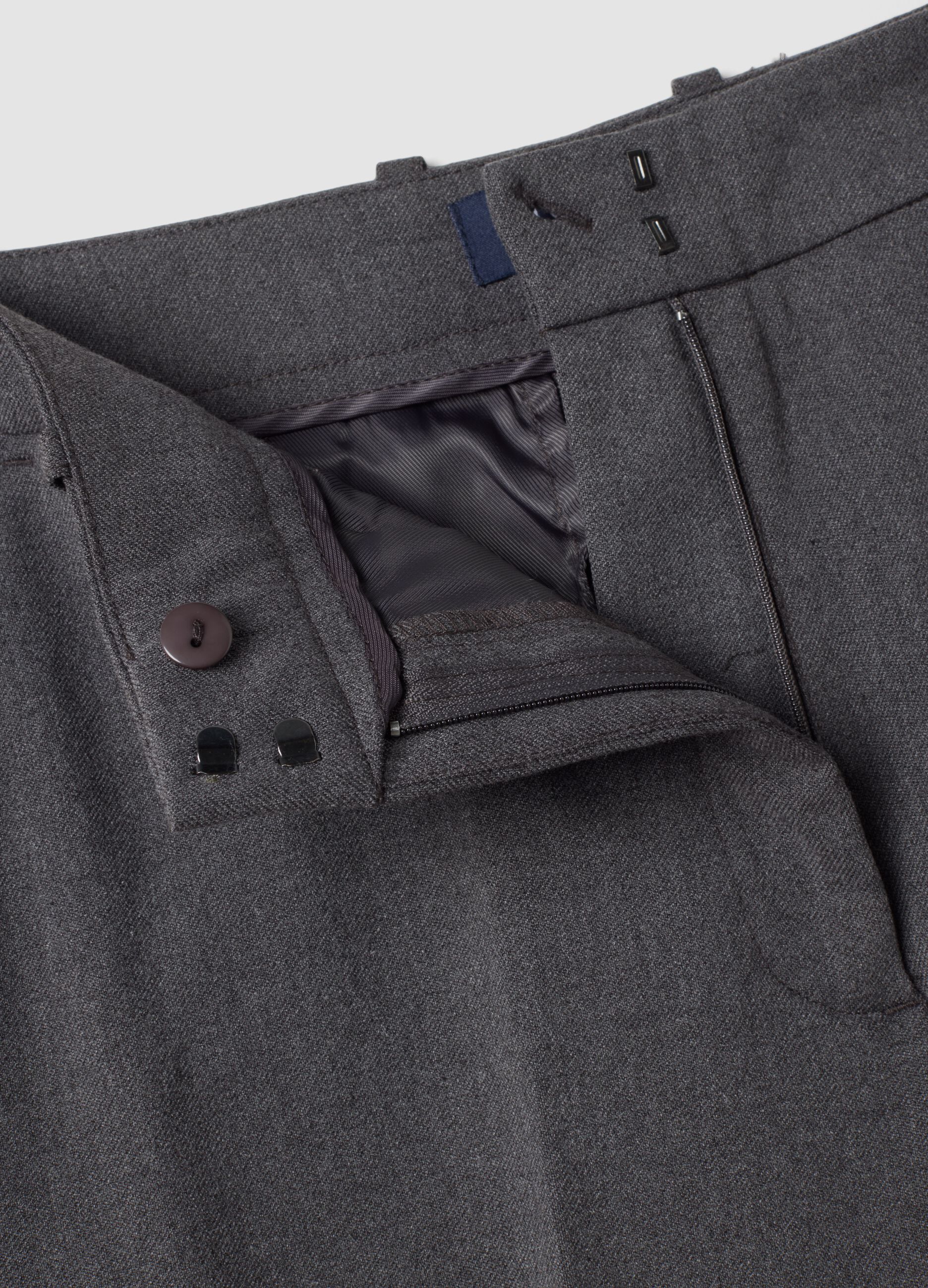 Grey flared formal trousers in stretch viscose