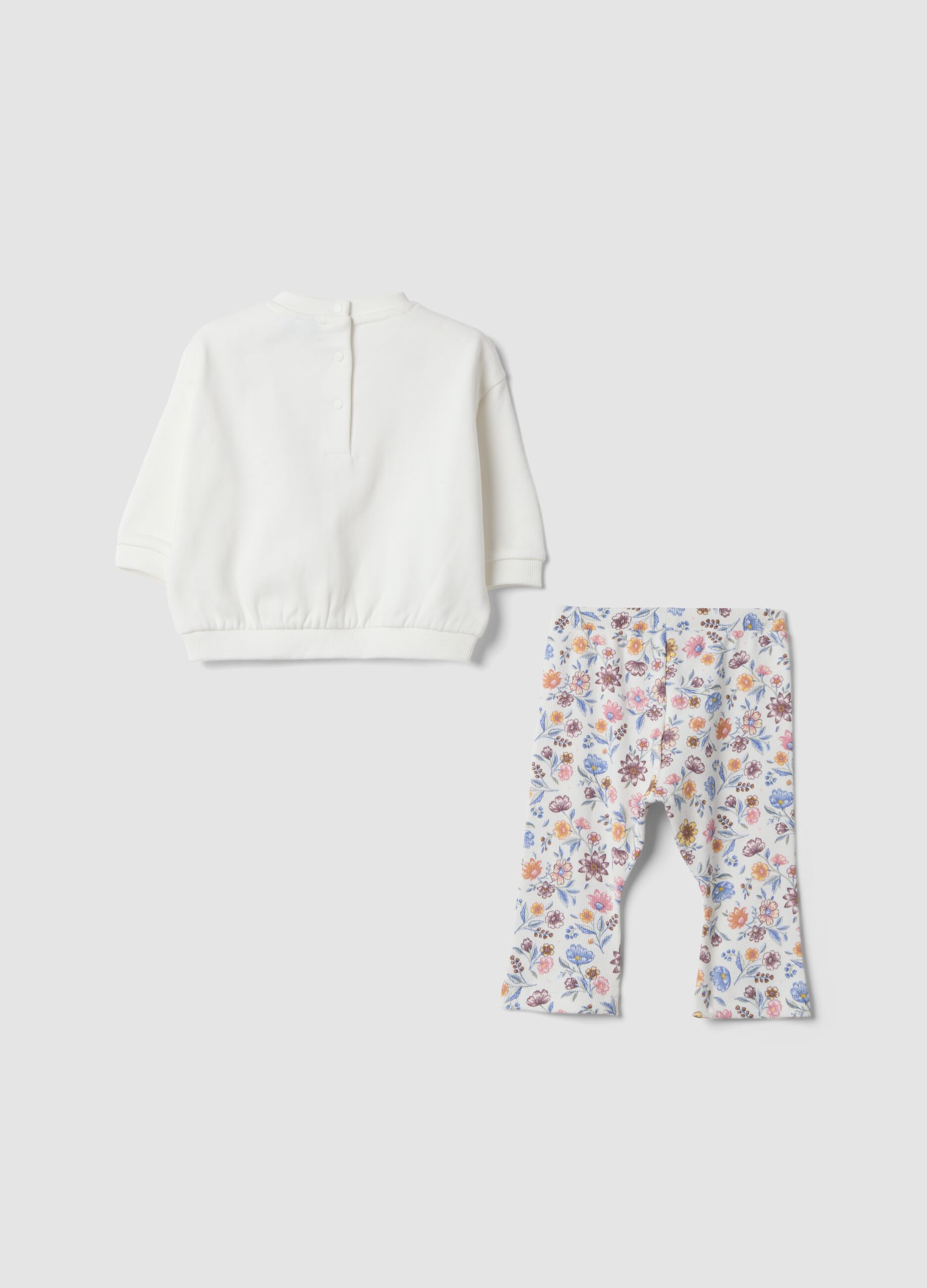 White organic cotton set with floral print