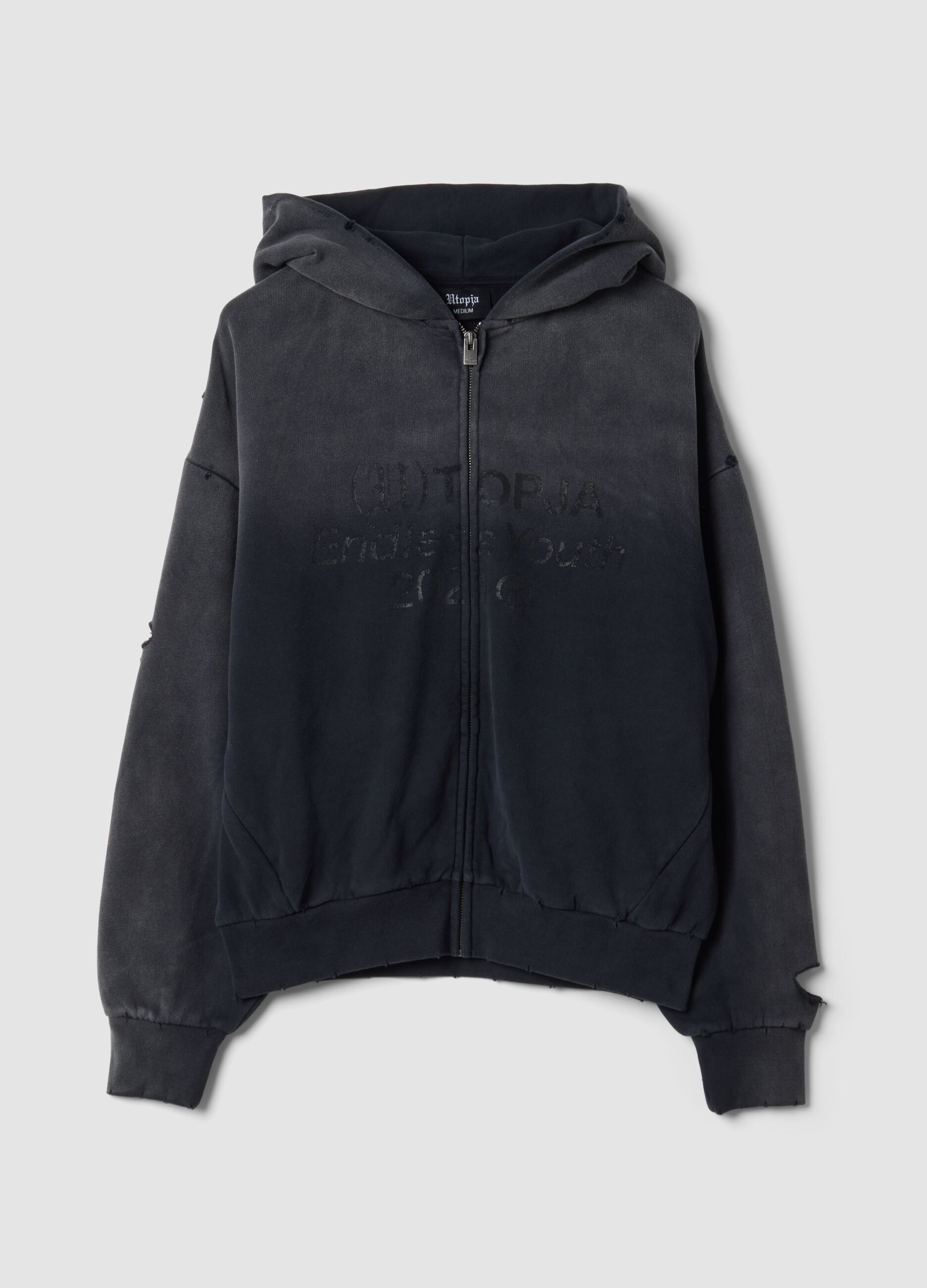 Full-zip Hoodie Sunfaded Black