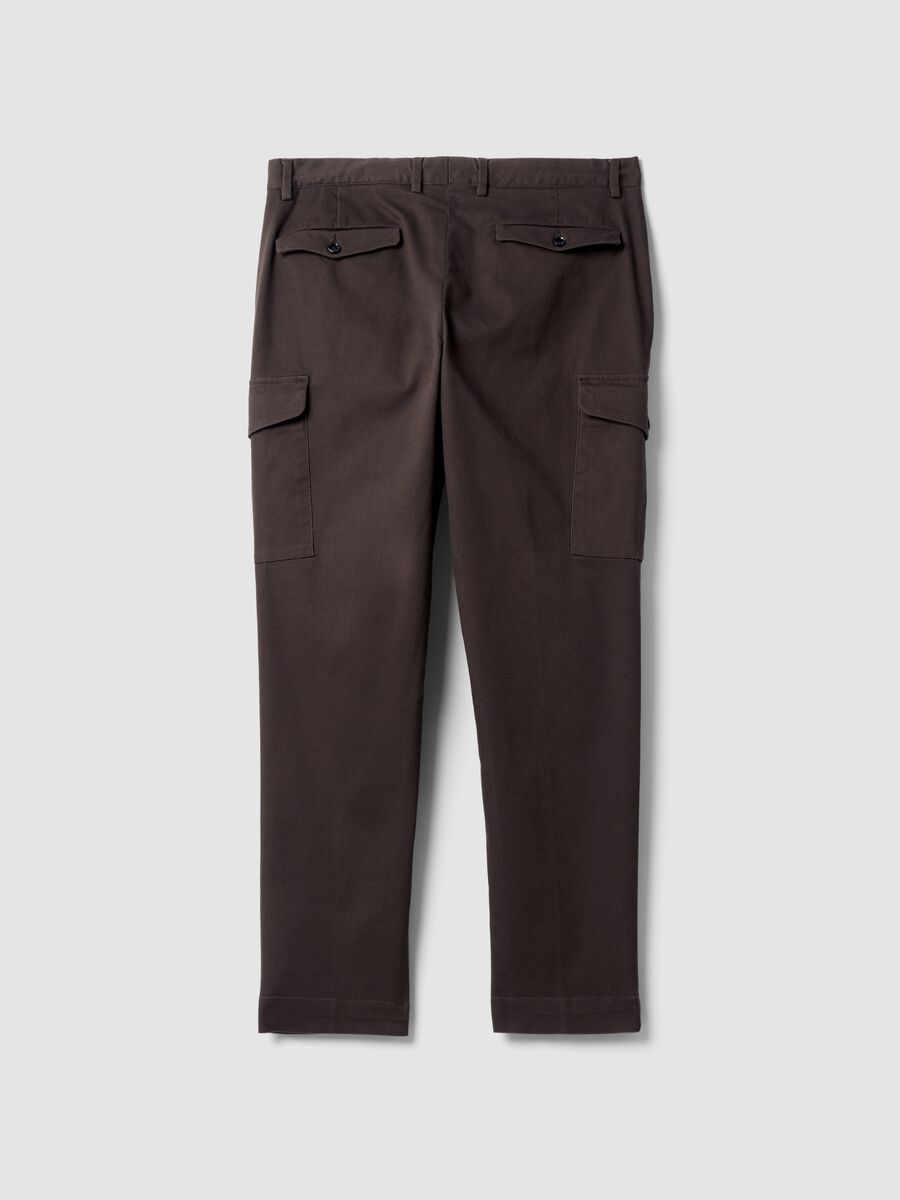 Brown comfort-fit stretch cotton twill cargo trousers_6