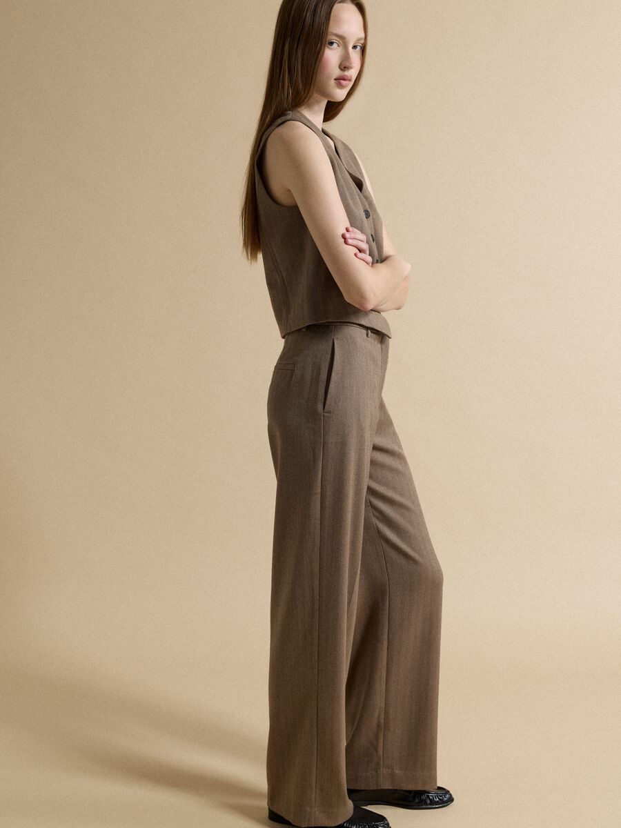 Brown stretch viscose regular-fit waistcoat_1