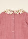 Pink stretch viscose baby sleepsuit with floral collar_1