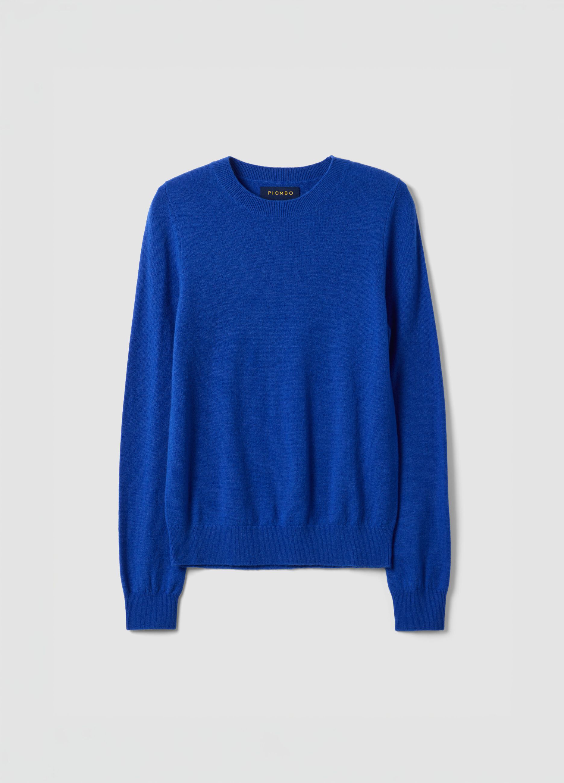 Blue pure wool crew-neck jumper