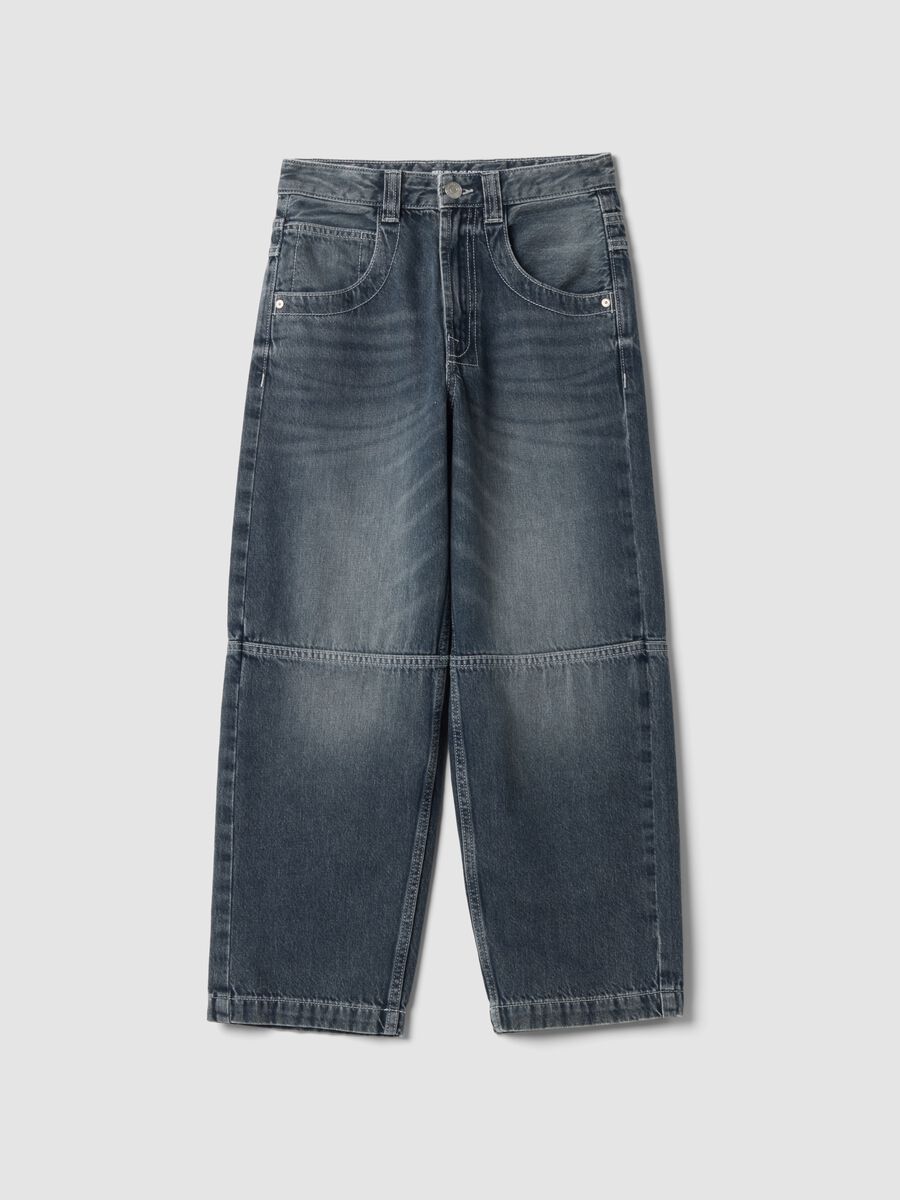 Blue pure cotton skater-fit jeans_0