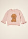 Pink stretch wool jumper with puppy print_0