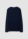 Blue crew-neck T-shirt in stretch modal and cashmere_2