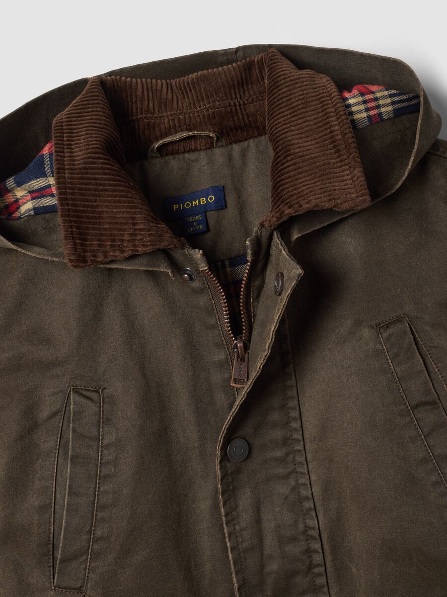 Green water-repellent padded cotton-blend jacket with hood_4