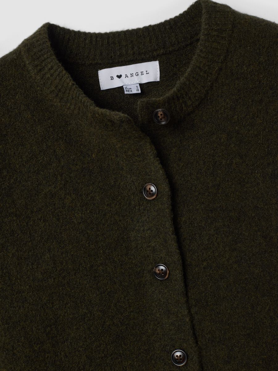 Green stretch wool crew-neck cardigan_1