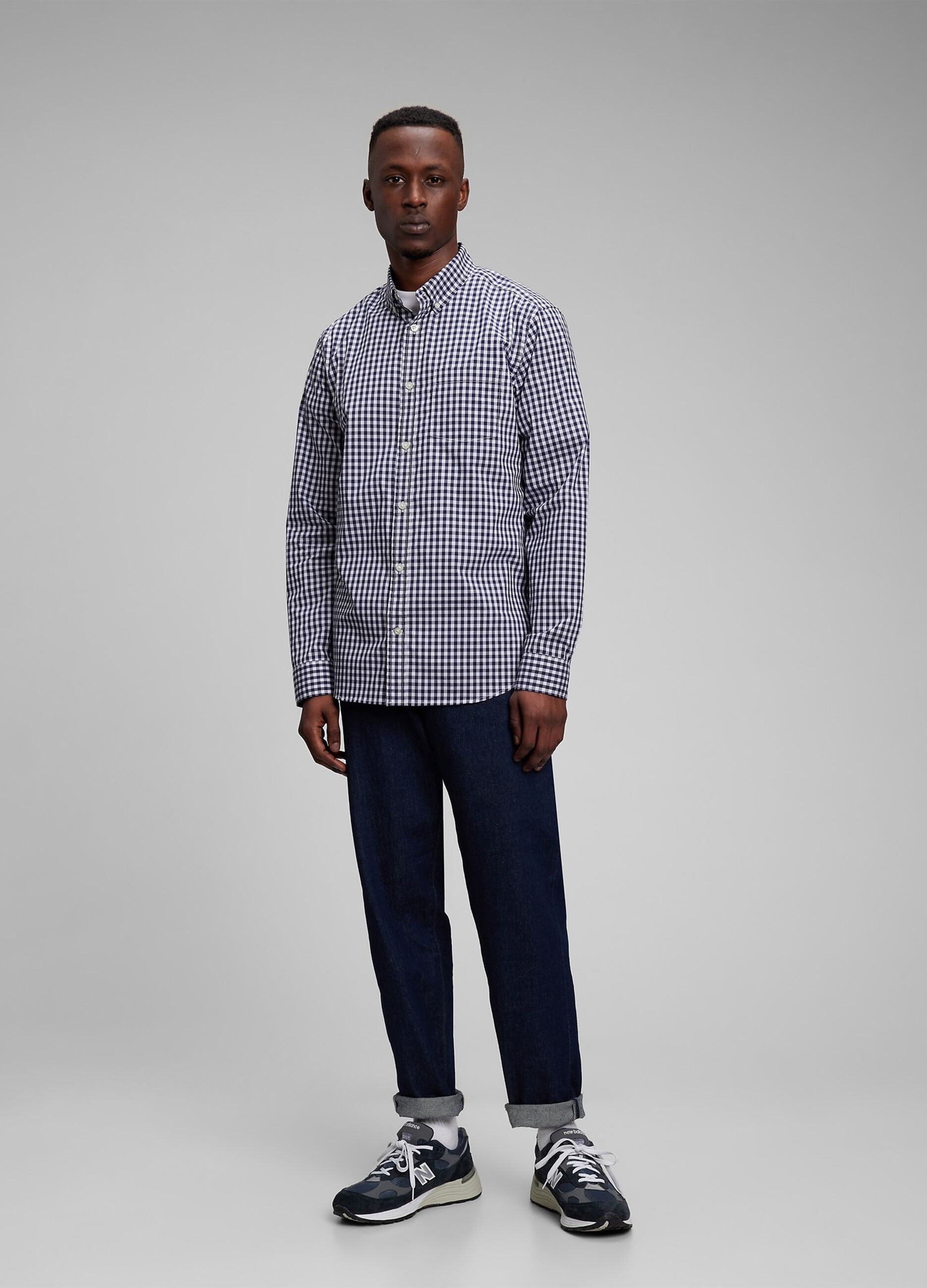 Shirt in Coolmax&reg; fabric with gingham pattern