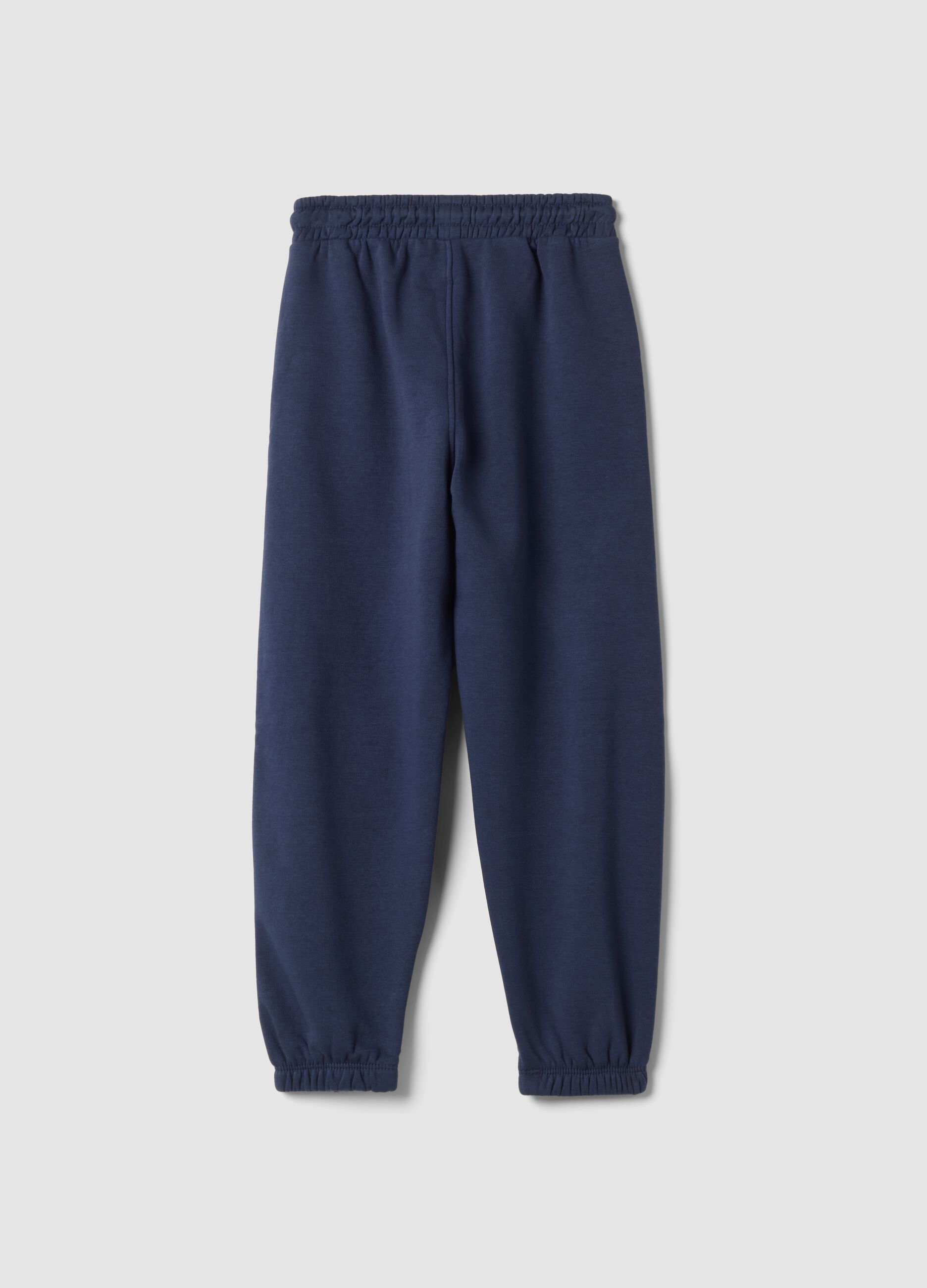 Blue cotton-blend jogger trousers, comfort fit