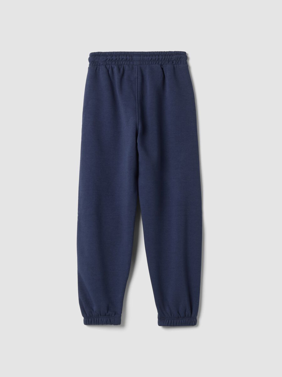 Blue cotton-blend jogger trousers, comfort fit_1