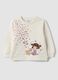 Felpa beige melange in misto cotone con girocollo_0
