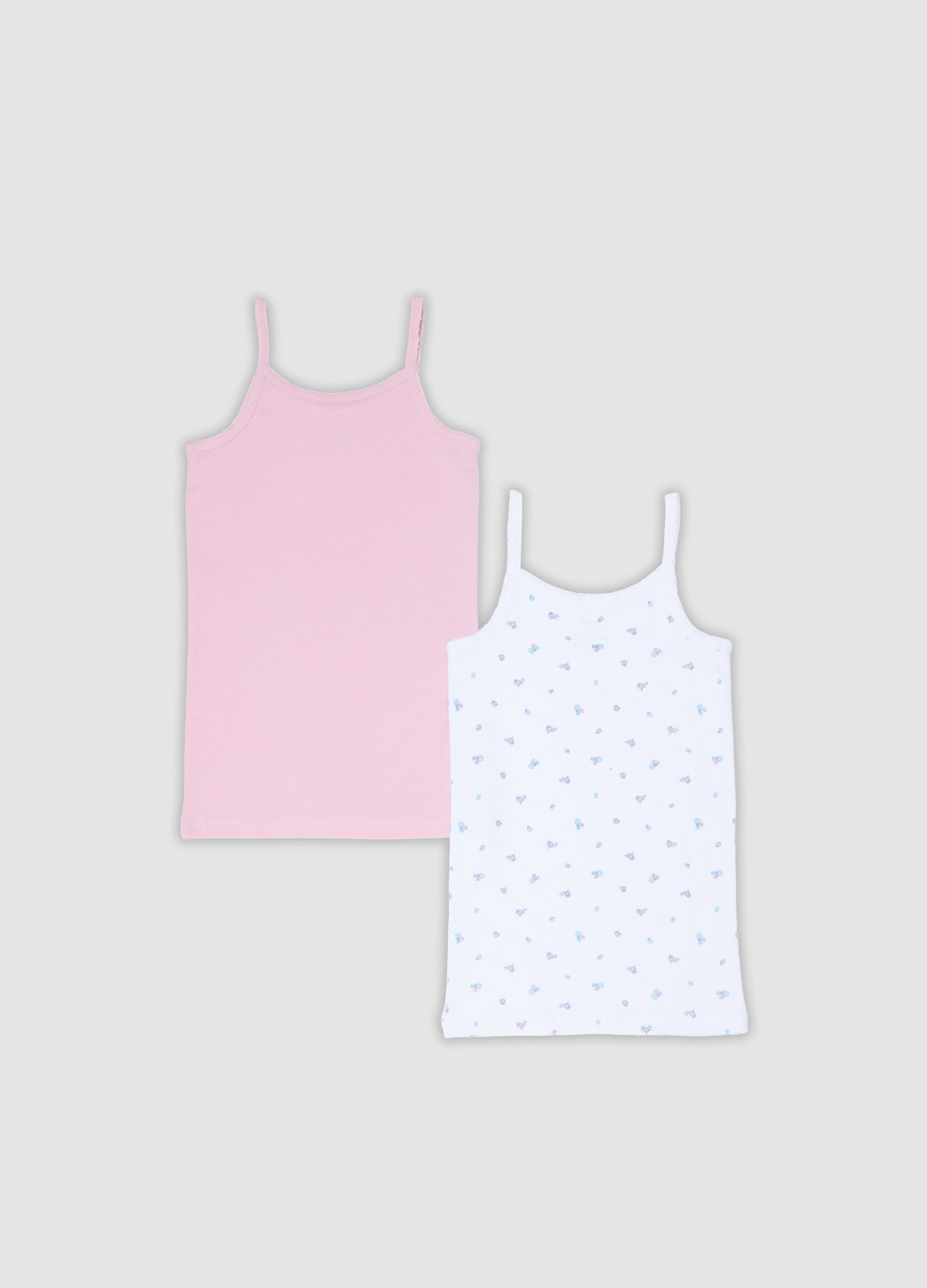 2-pack of girls&rsquo; pink organic cotton vests, regular fit