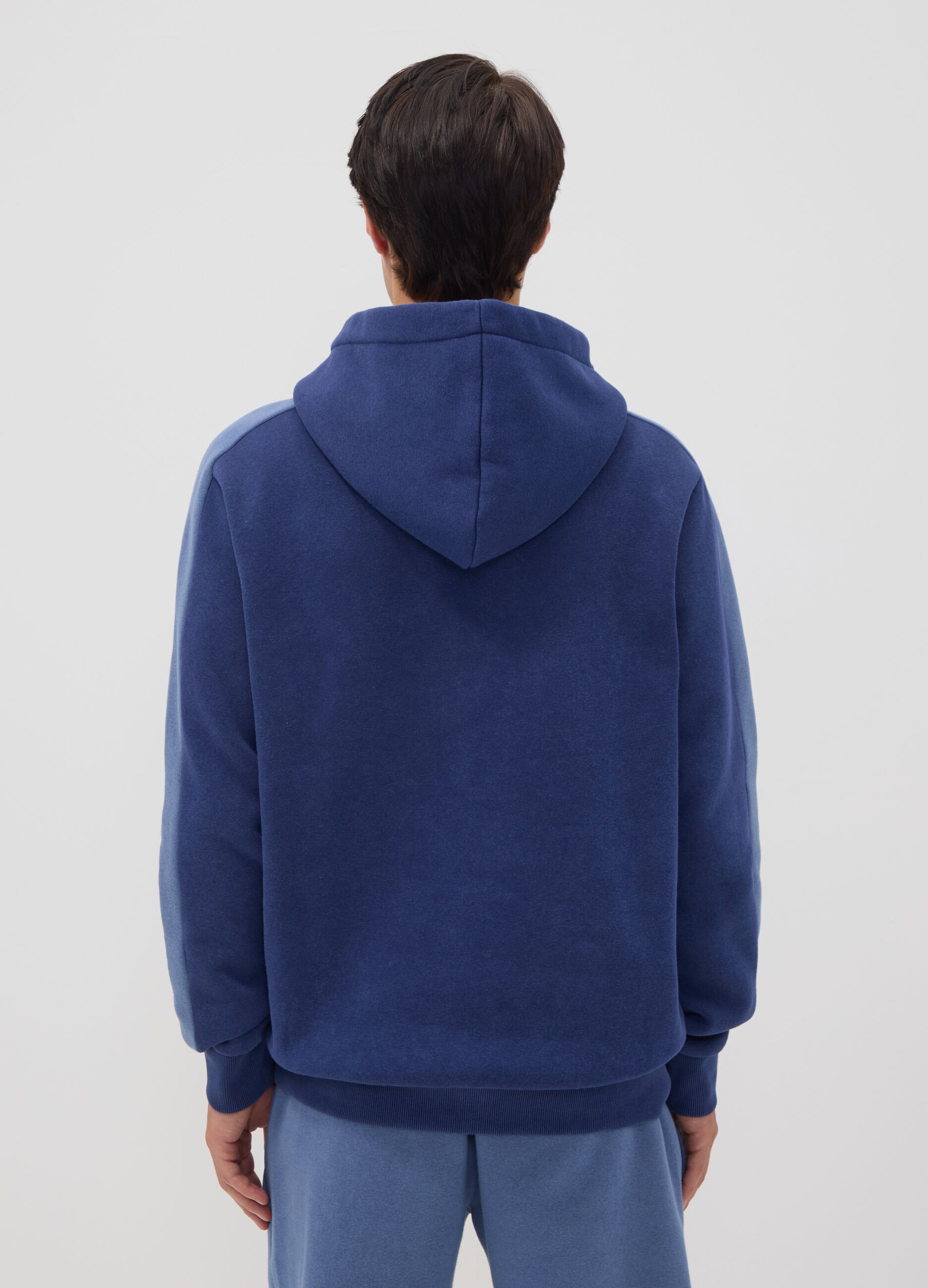 Blue cotton-blend hoodie with logo