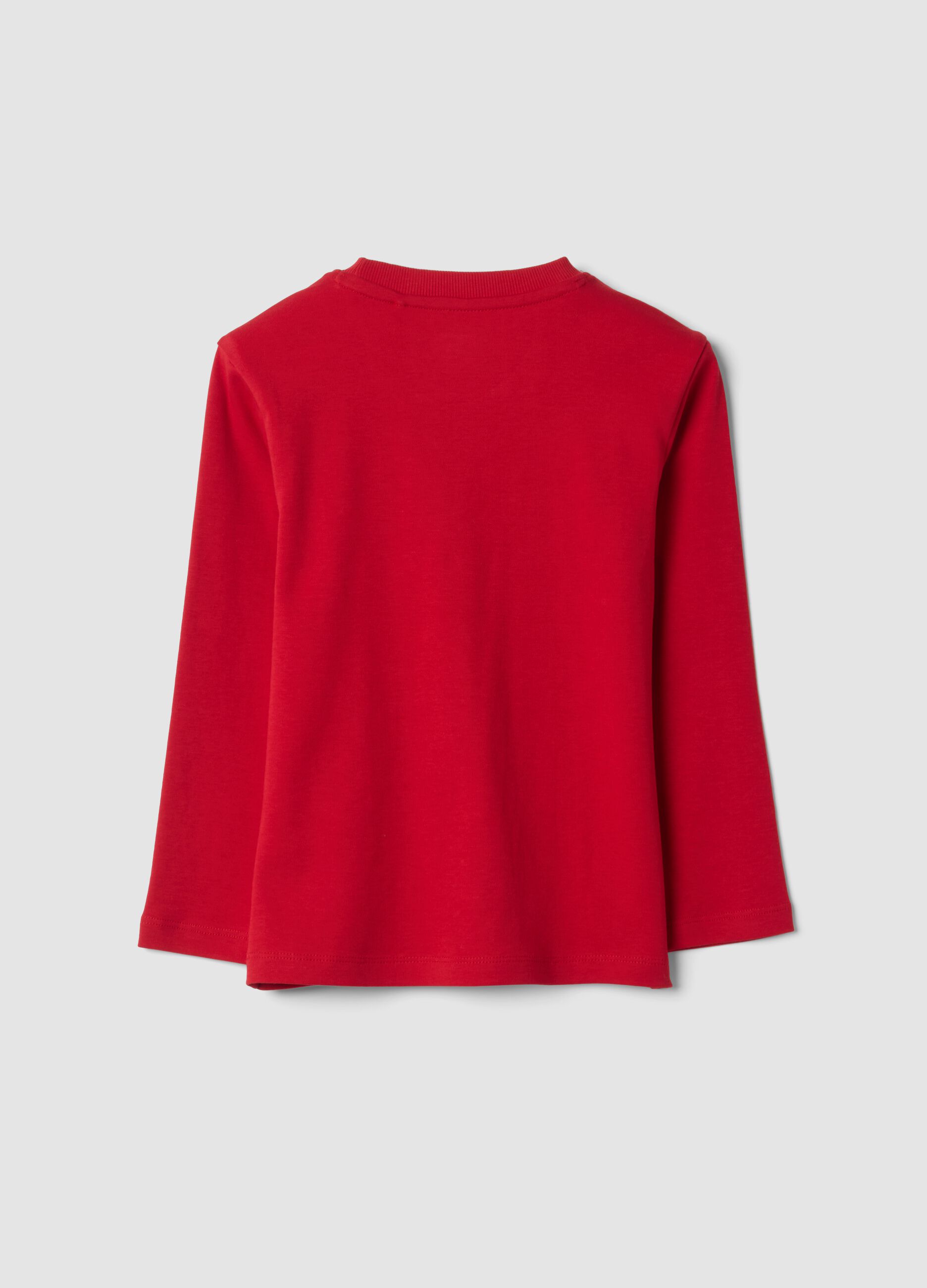 T-shirt rossa in puro cotone organico con girocollo