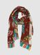 Brown pure viscose scarf with multicolour pattern_0