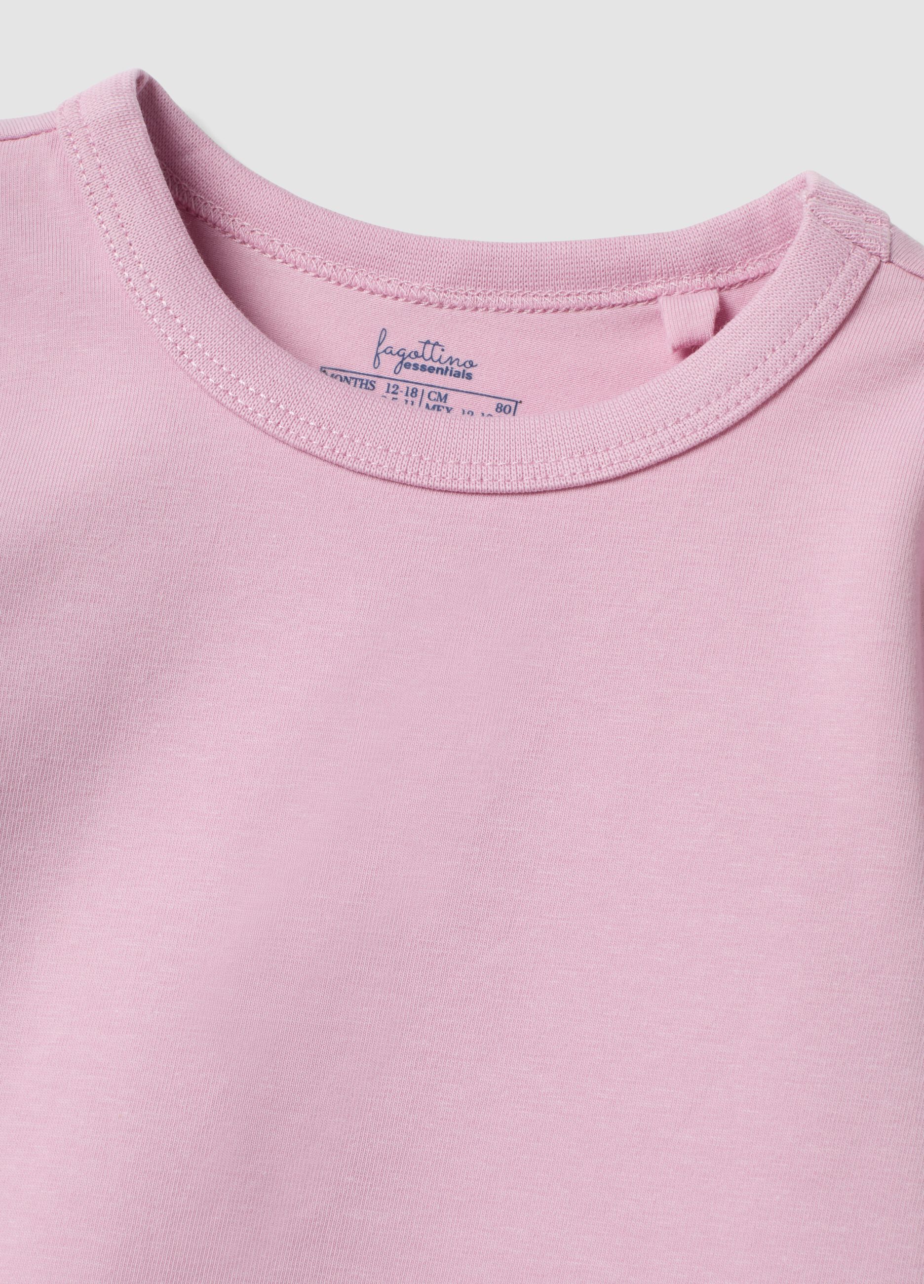 Pink long-sleeved organic cotton T-shirt