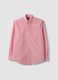Camicia rossa e bianca a righe in puro cotone regular fit_0