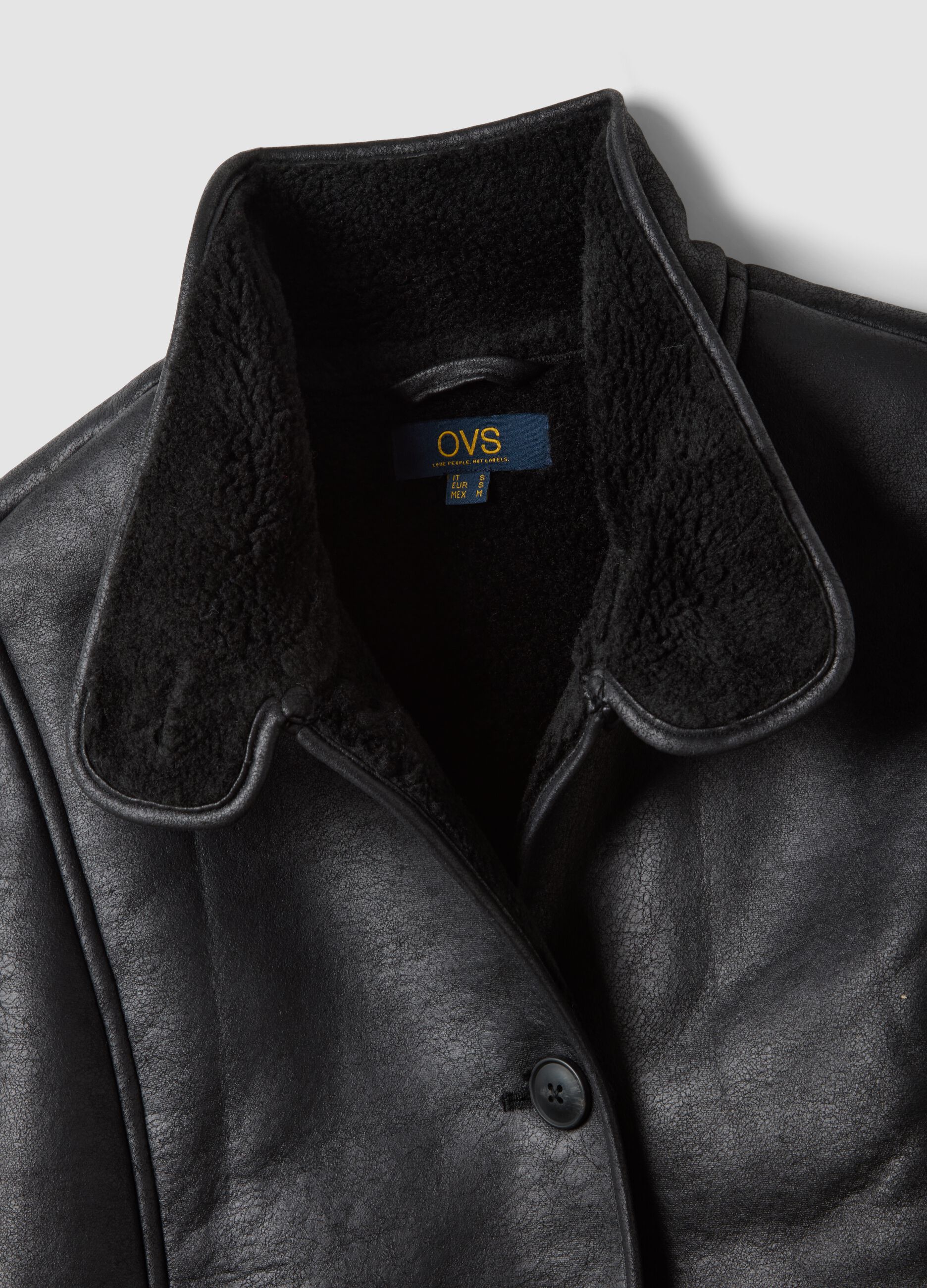 Black regular jacket with wide collar