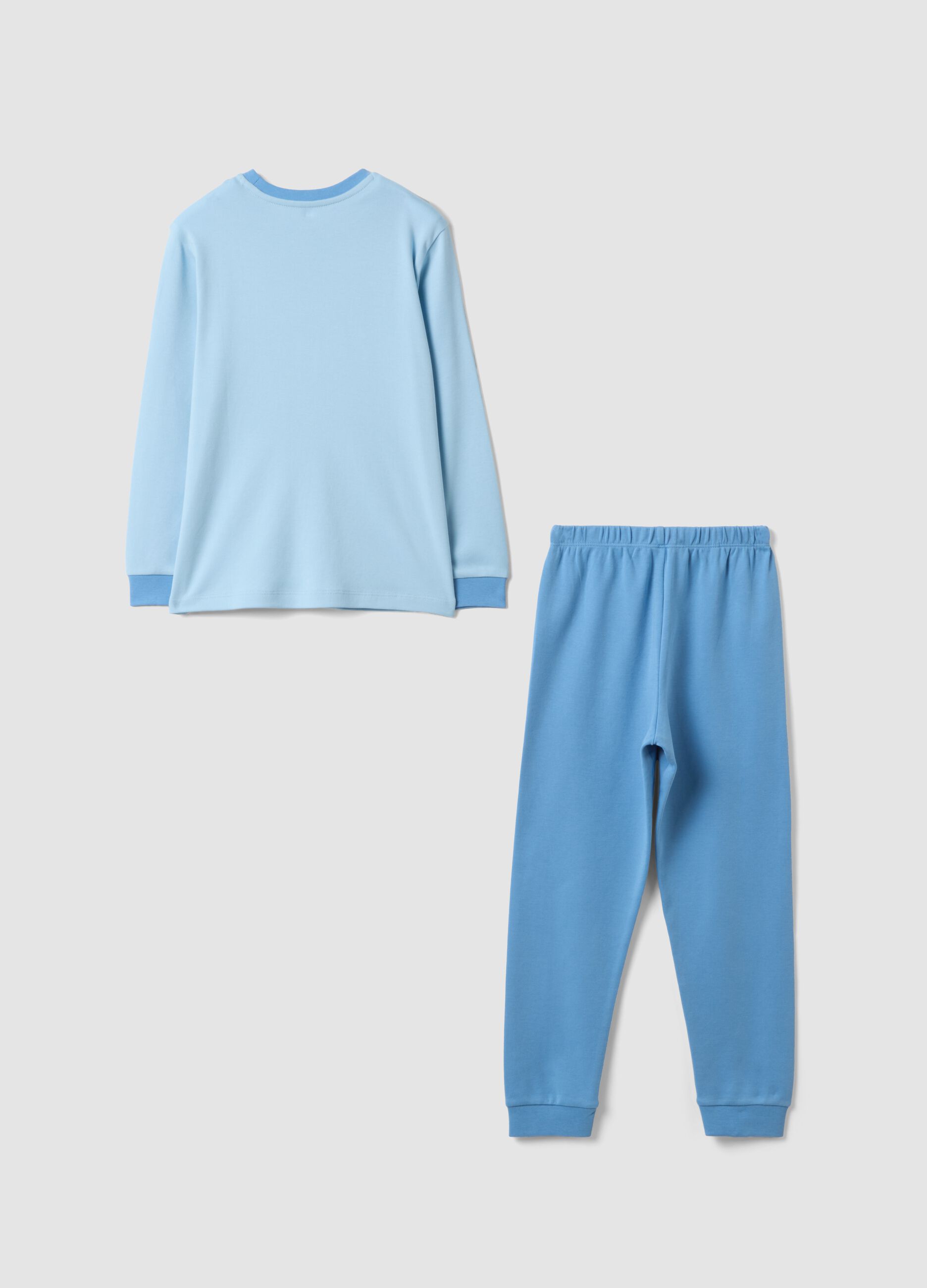 Light blue organic cotton pyjamas with biscuit print