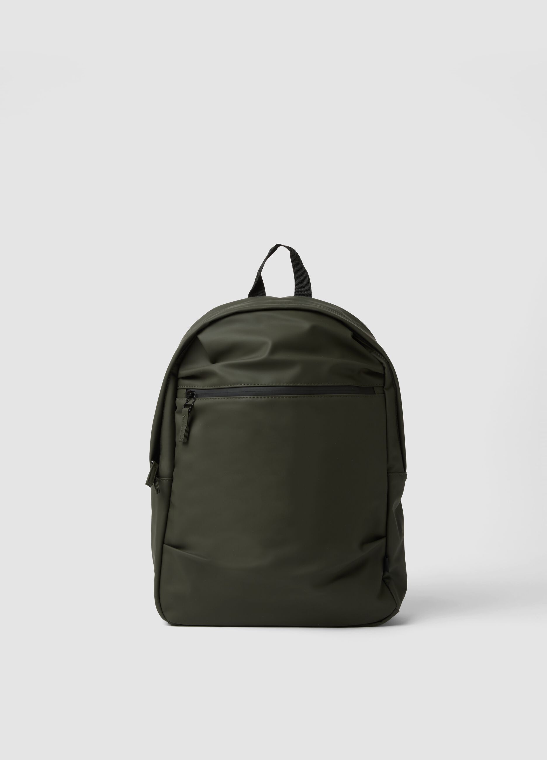 Zaino verde idrorepellente con tasca frontale