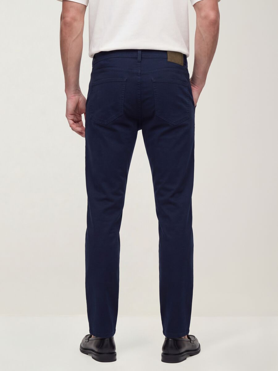 Green slim-fit stretch cotton dobby trousers_2