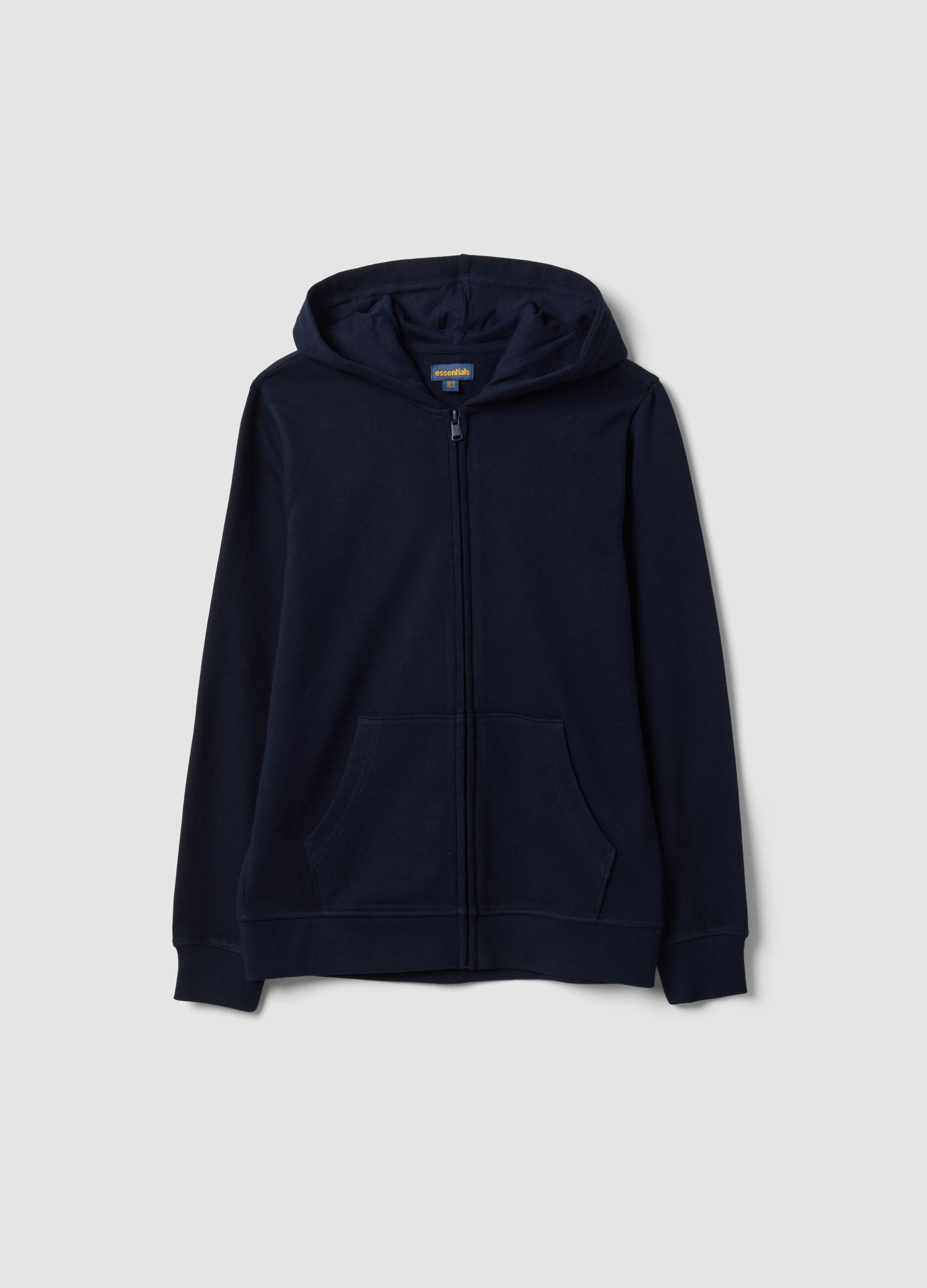 Blue hooded sweatshirt in pure organic cotton, regular fit for boys