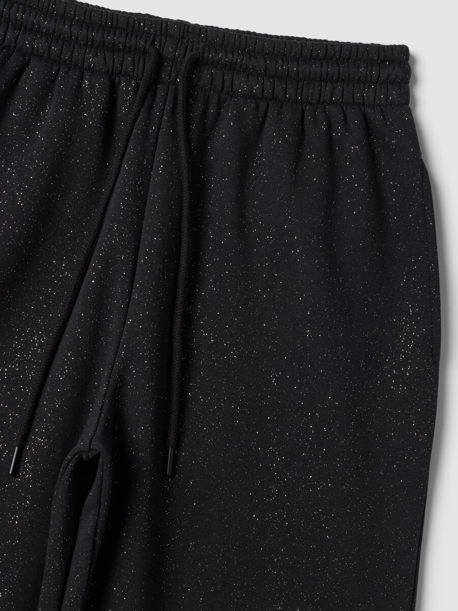 Black wide-leg cotton-blend trousers with lurex_1