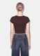 T-shirt marrone in puro cotone a girocollo con scritta_2