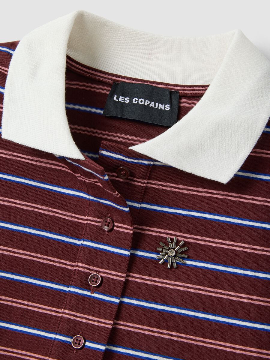 Multicolour striped pure cotton polo with oversized collar_5