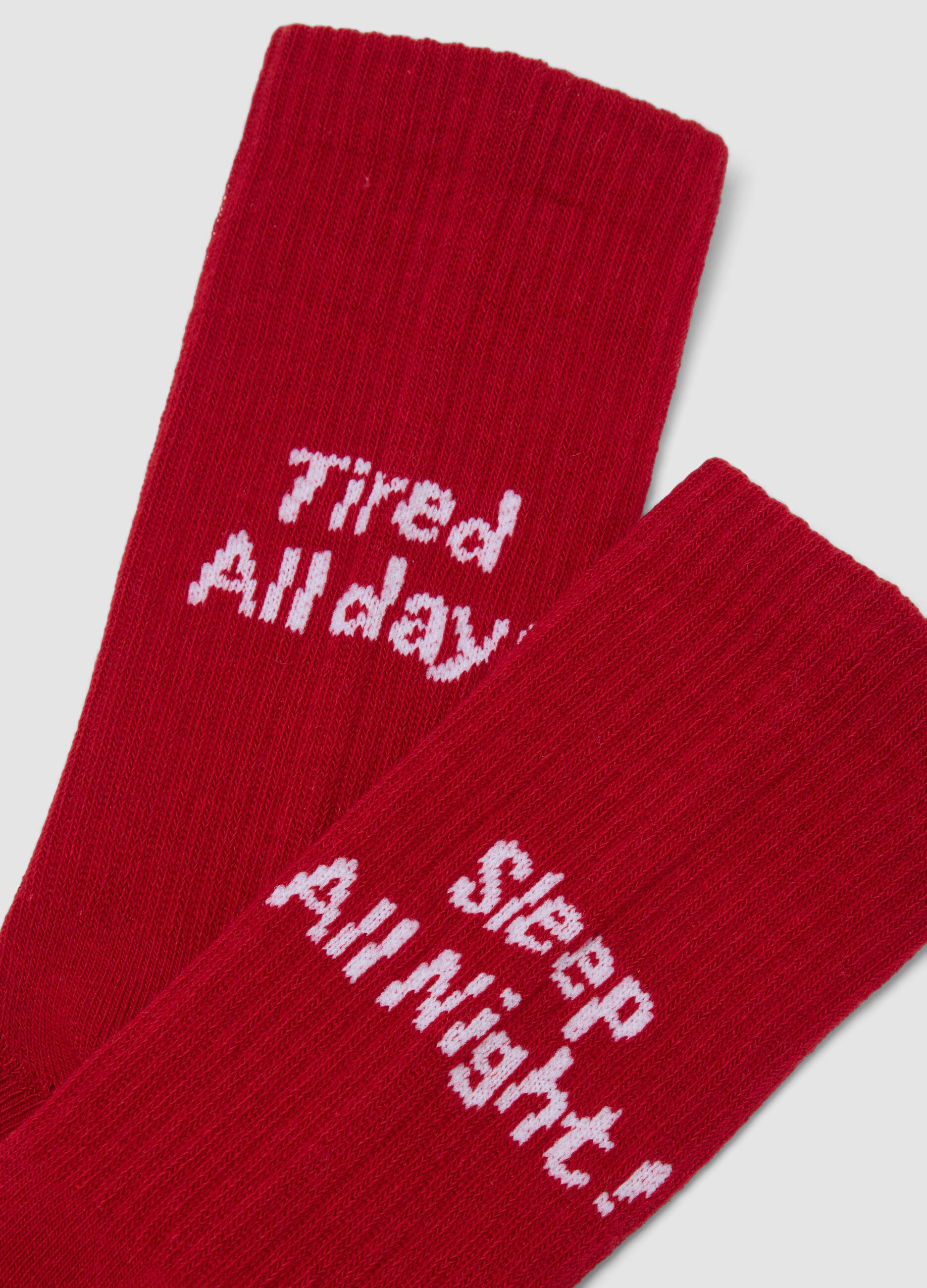 Red stretch-cotton sports socks