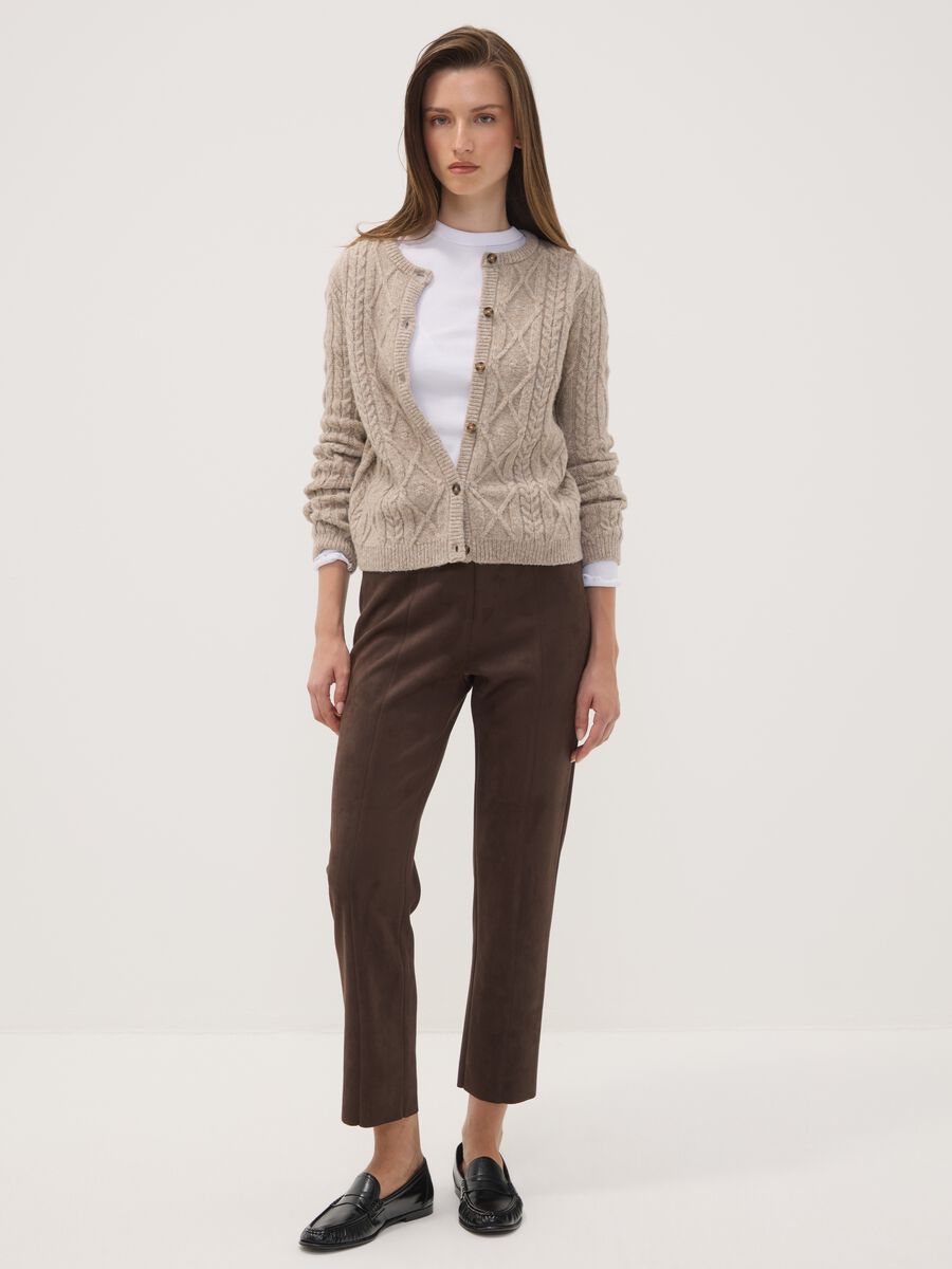 Leggings marroni in tessuto elasticizzato slim fit_0