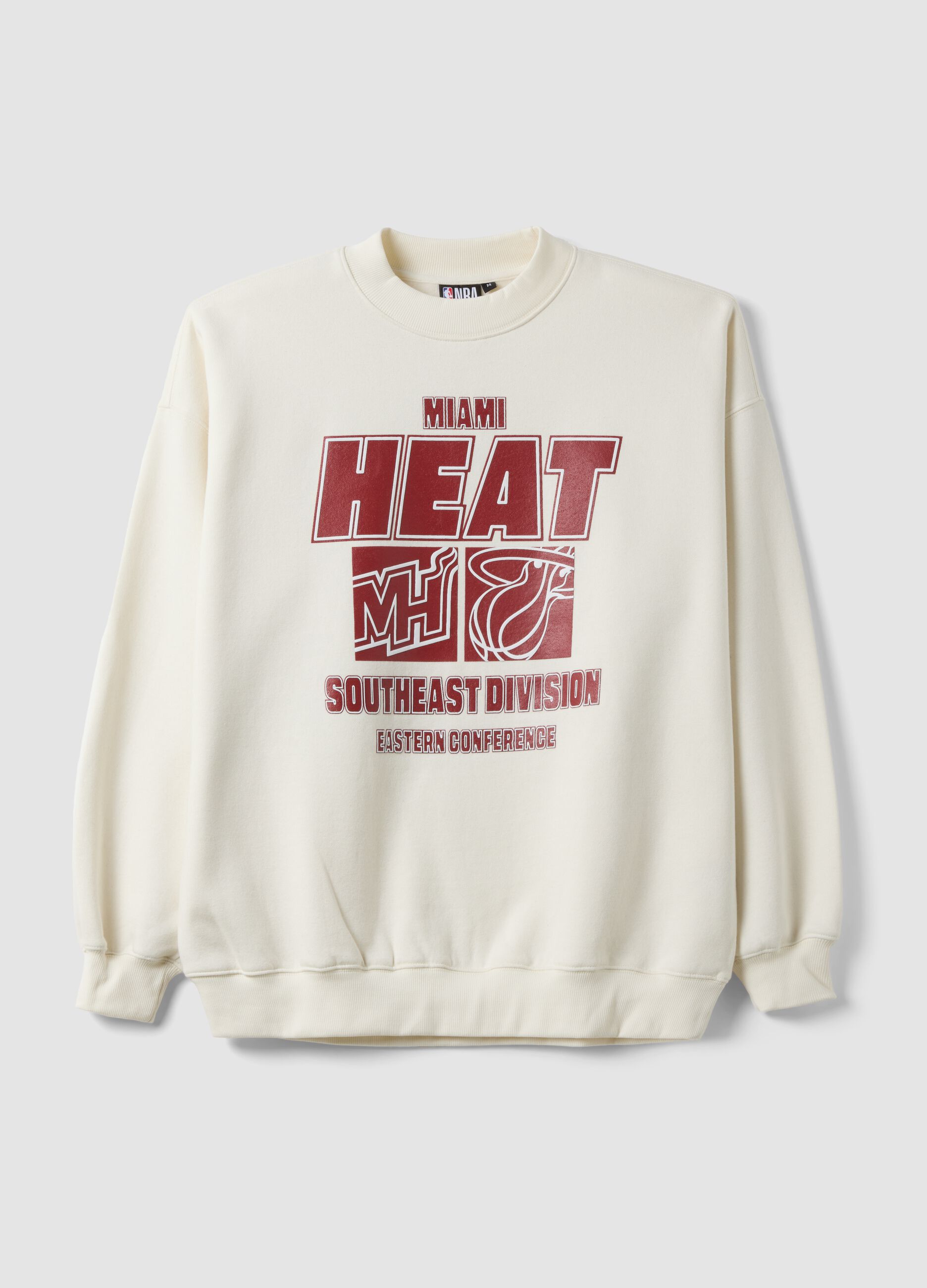 White cotton-blend sweatshirt with Miami Heat front print