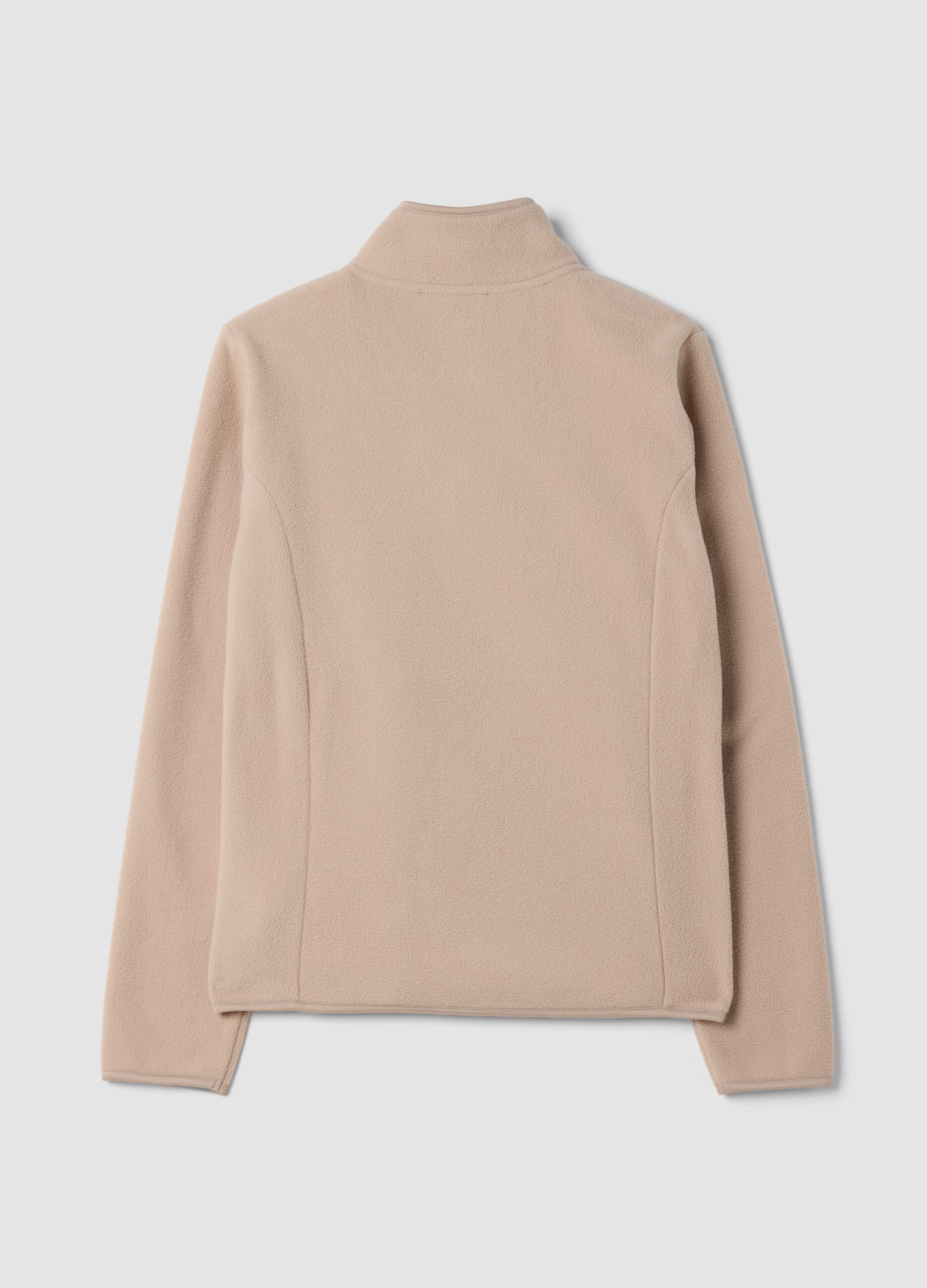 Felpa beige chiaro con girocollo e zip