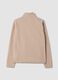 Felpa beige chiaro con girocollo e zip_2