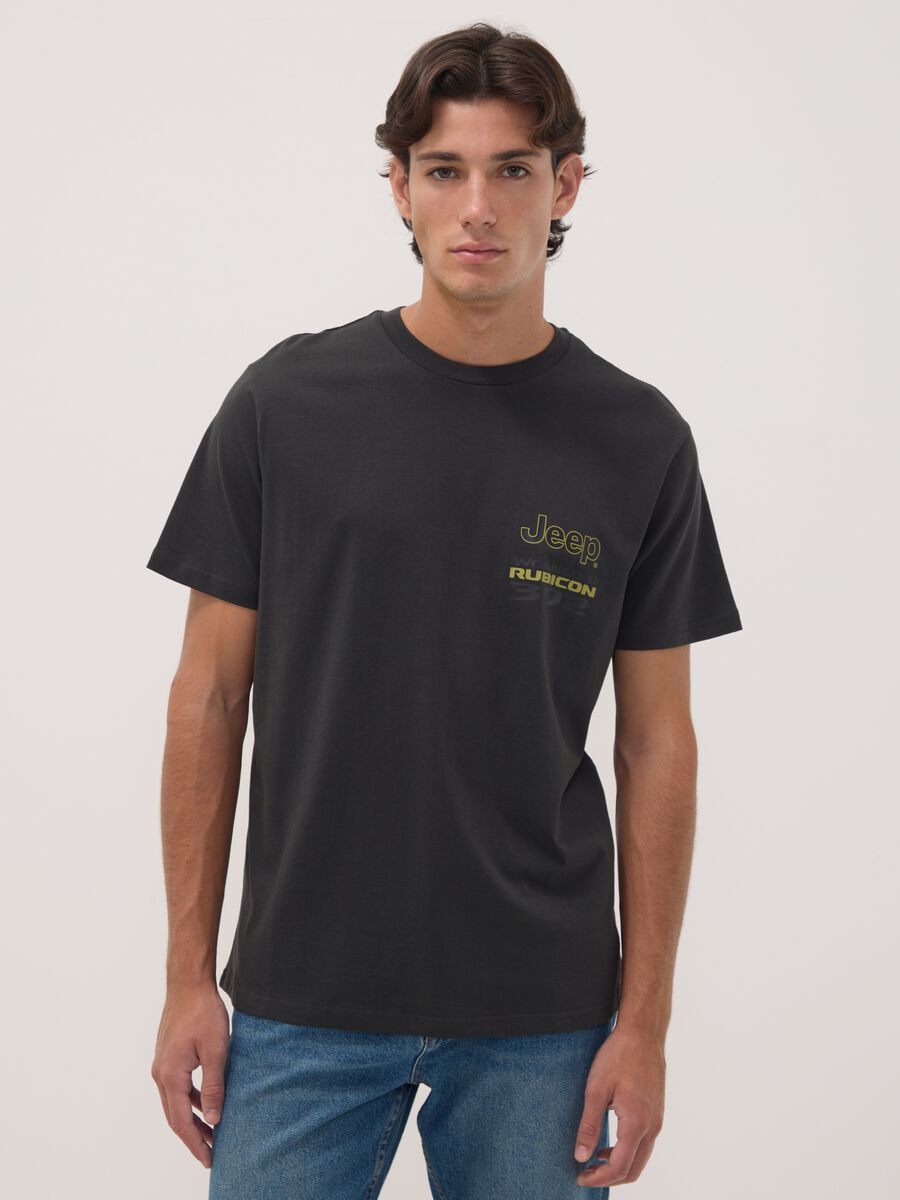 Grey pure cotton Jeep print T-shirt_0
