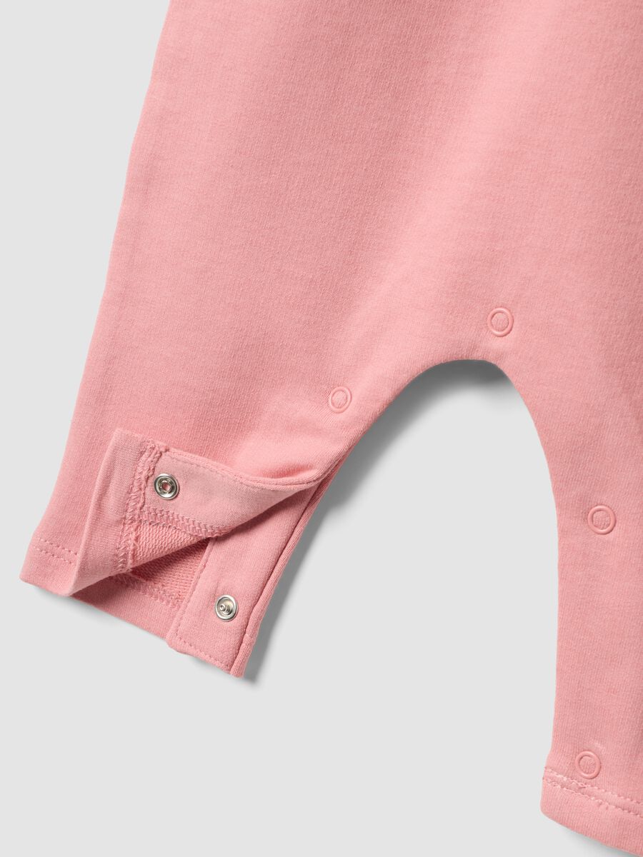 Pink organic cotton romper with ruffle for baby girl_3