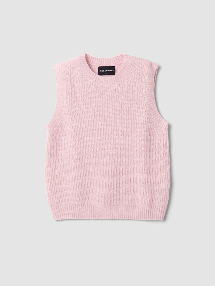 Pink crew-neck wool and alpaca stretch-knit gilet_4
