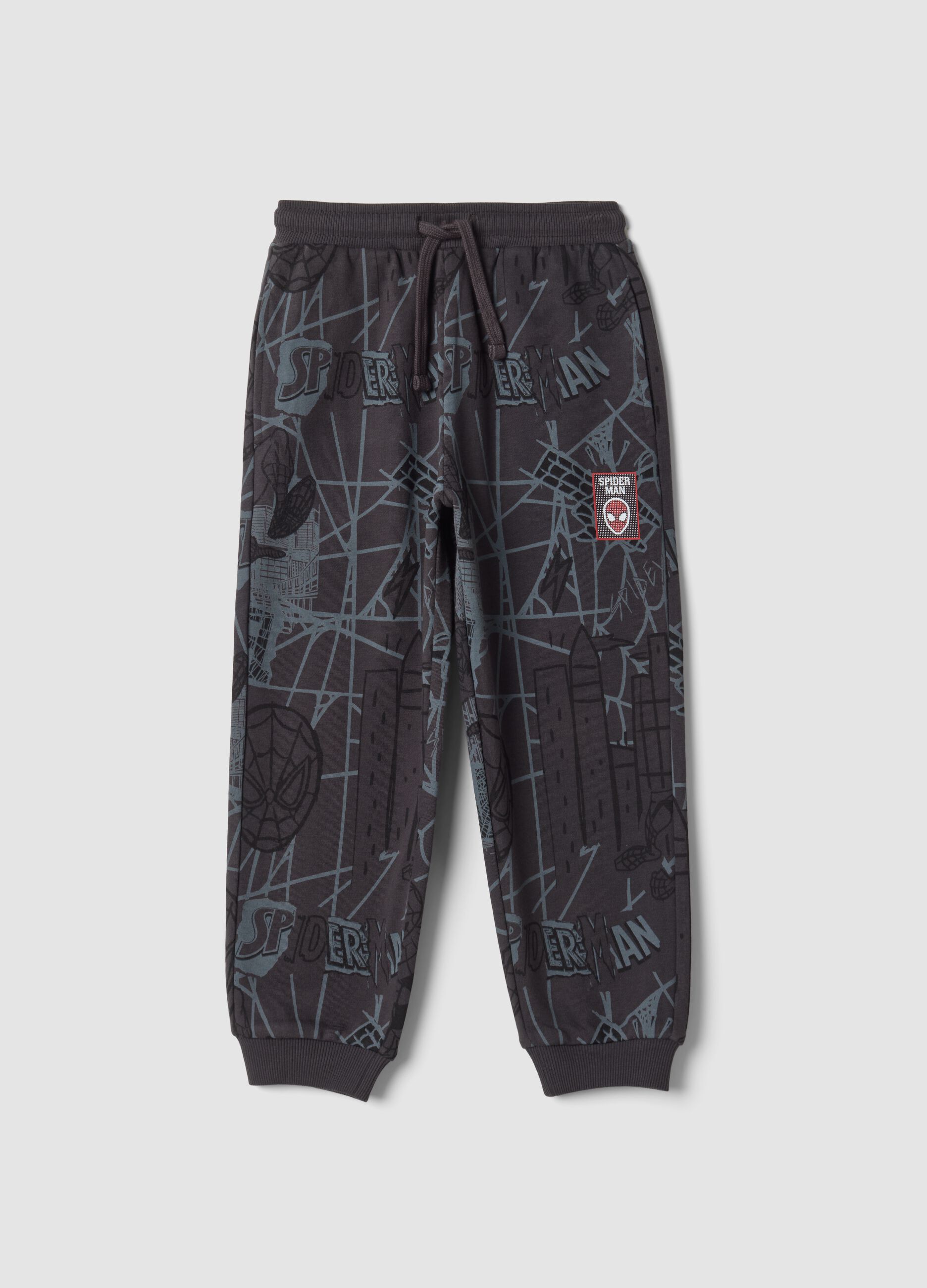 Pantaloni jogger neri in misto cotone con stampa MARVEL Spider-Man