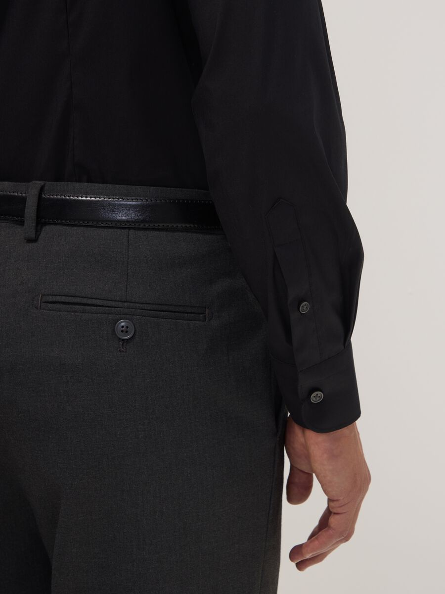 Black slim-fit stretch cotton poplin shirt_2